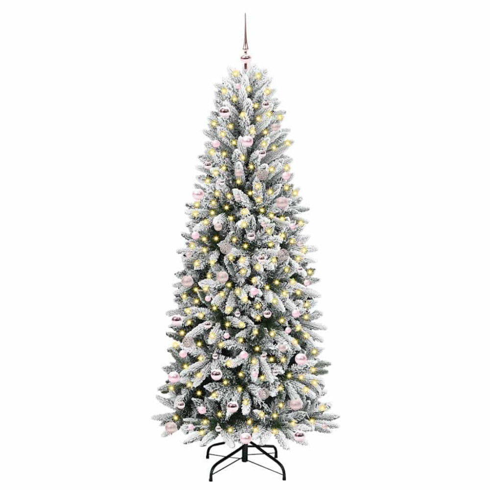 Produktbild för Konstgjord julgran Vit 240 cm PVC, Plast, Stål och PE