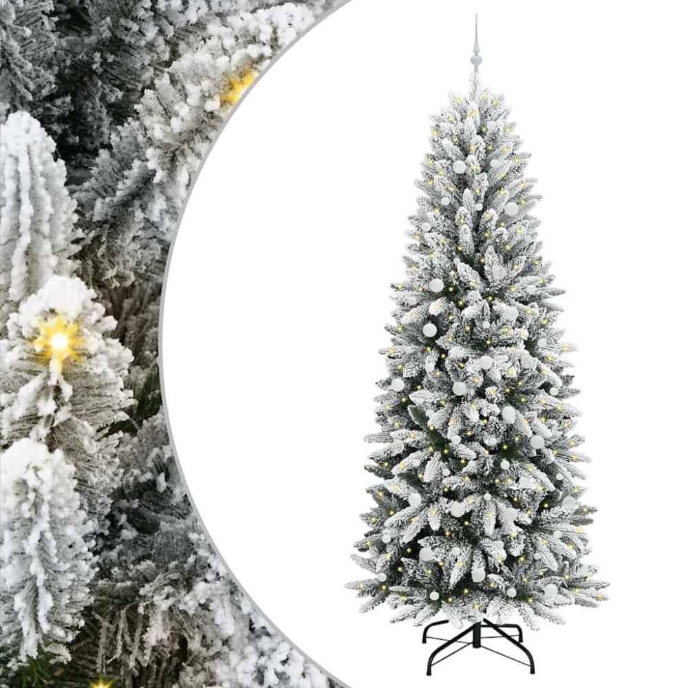 Produktbild för Konstgjord julgran Vit 240 cm PVC, Plast, Stål och PE