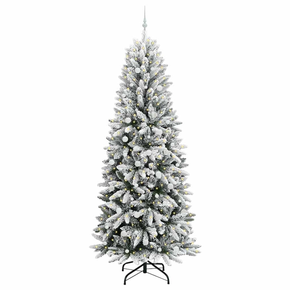 Produktbild för Konstgjord julgran Vit 240 cm PVC, Plast, Stål och PE
