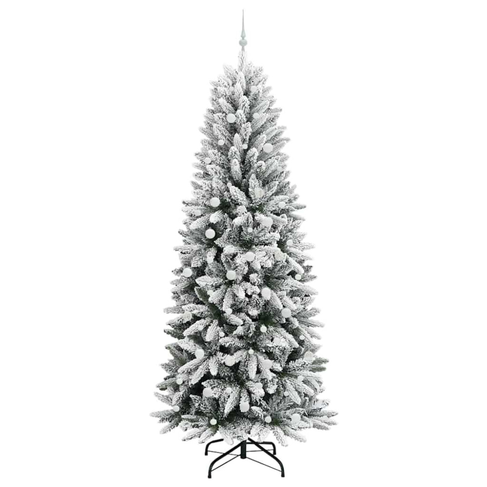 Produktbild för Konstgjord julgran Vit 240 cm PVC, Plast, Stål och PE