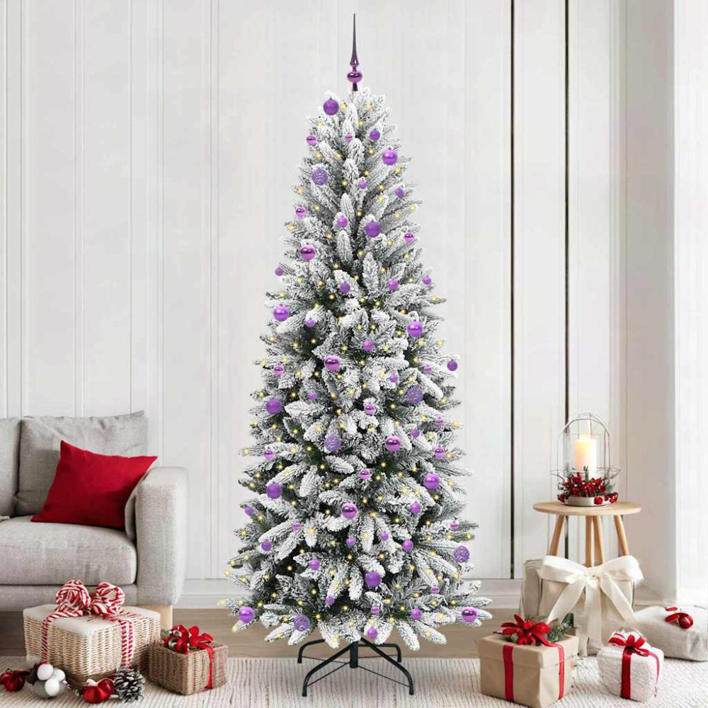 Produktbild för Konstgjord julgran Vit 240 cm PVC, Plast, Stål och PE