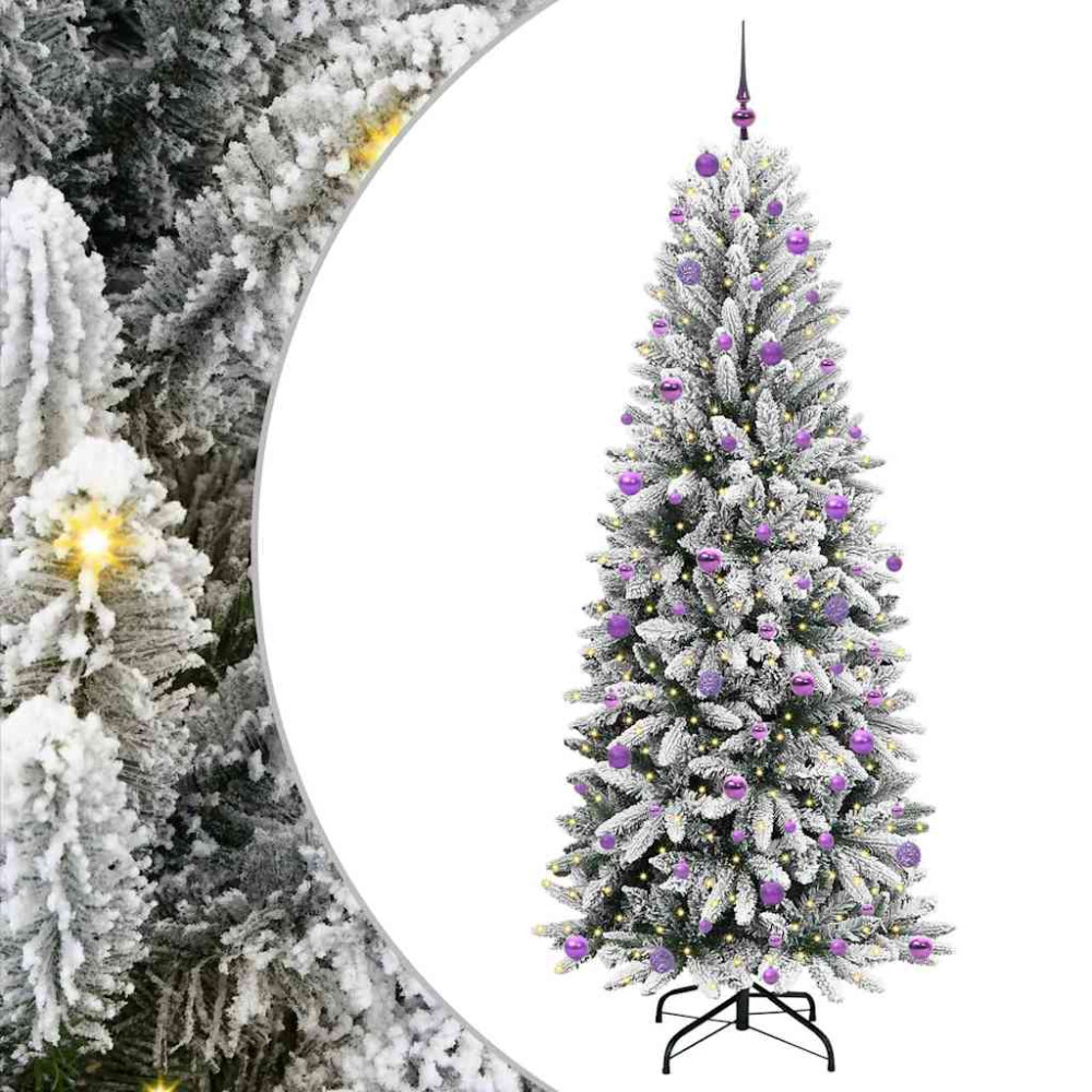 Produktbild för Konstgjord julgran Vit 240 cm PVC, Plast, Stål och PE