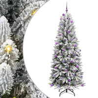 Produktbild för Konstgjord julgran Vit 240 cm PVC, Plast, Stål och PE