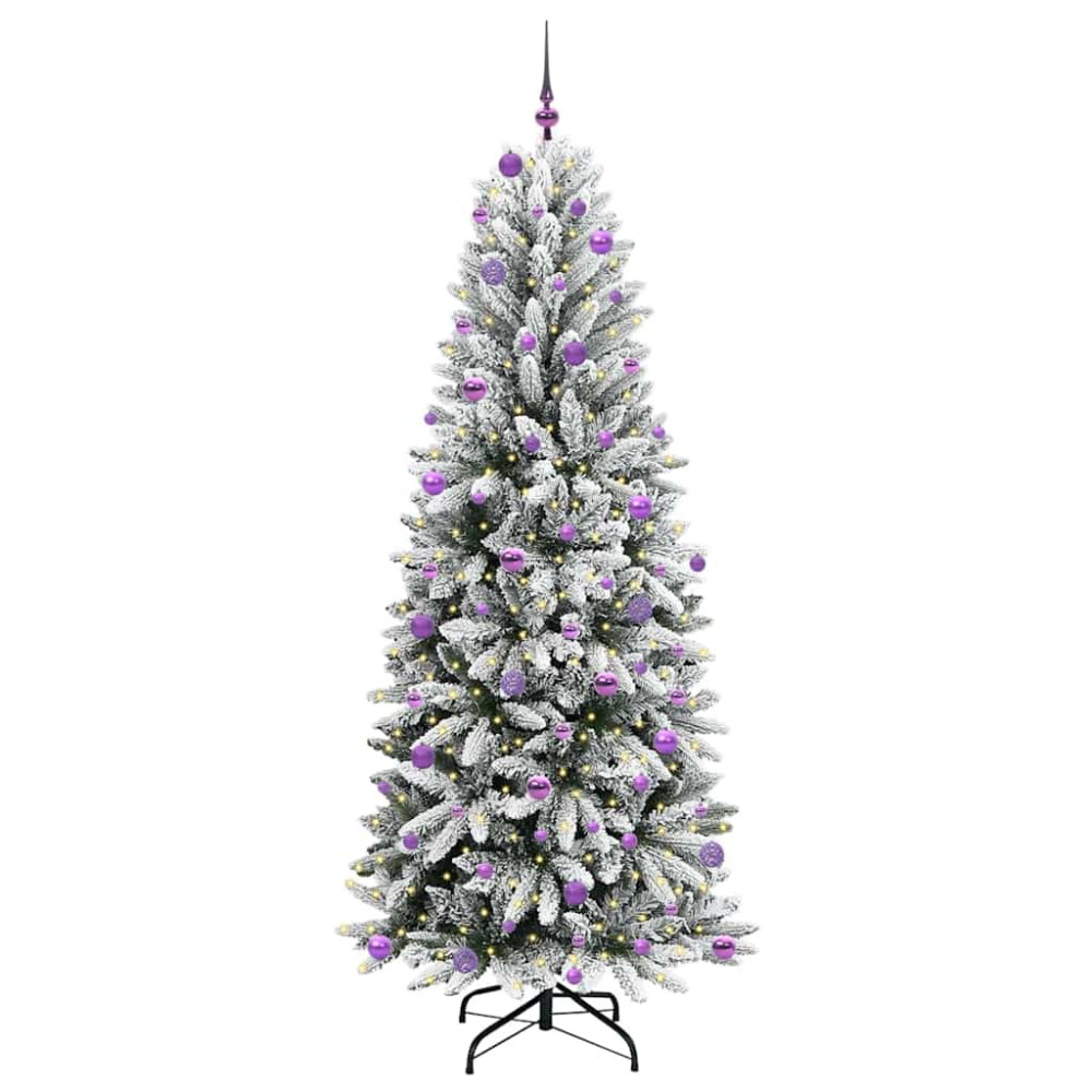 Produktbild för Konstgjord julgran Vit 240 cm PVC, Plast, Stål och PE