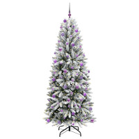 Produktbild för Konstgjord julgran Vit 240 cm PVC, Plast, Stål och PE