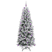Produktbild för Konstgjord julgran Vit 240 cm PVC, Plast, Stål och PE