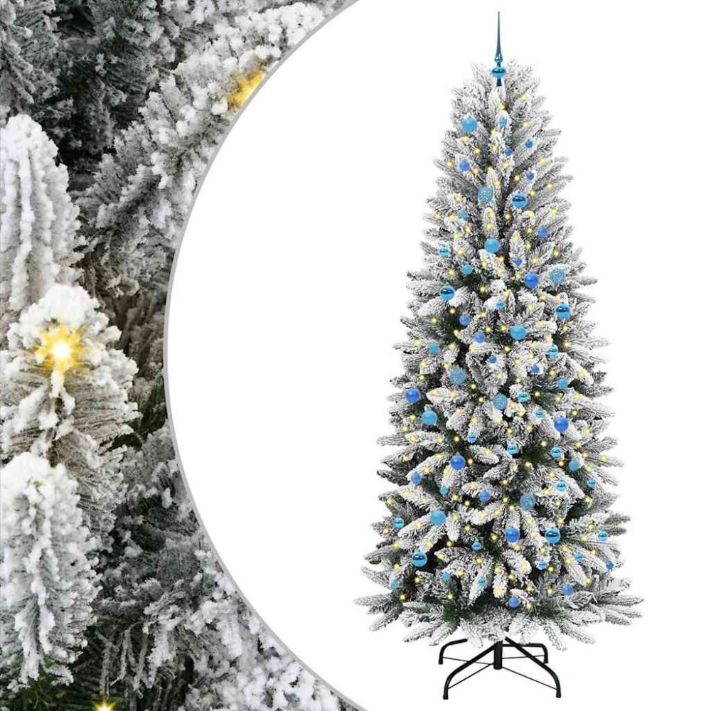 Produktbild för Konstgjord julgran Vit 240 cm PVC, Plast, Stål och PE