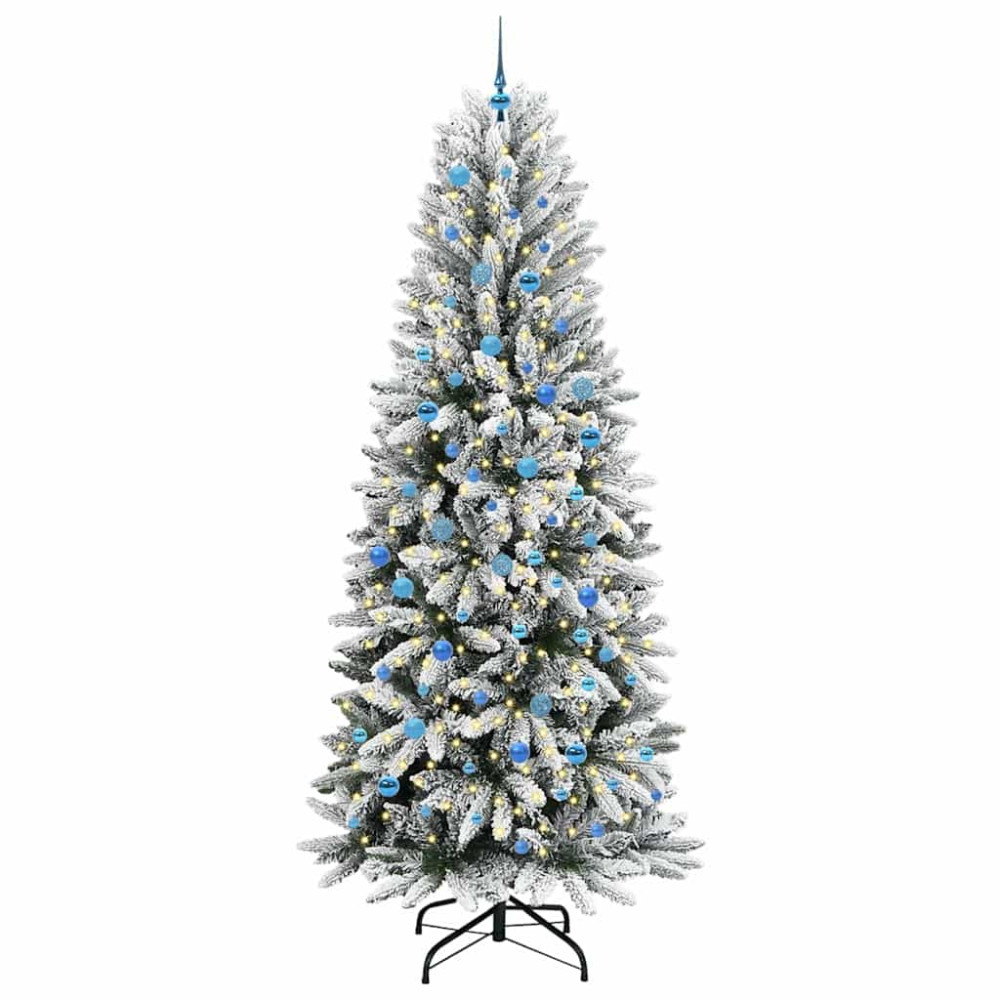 Produktbild för Konstgjord julgran Vit 240 cm PVC, Plast, Stål och PE