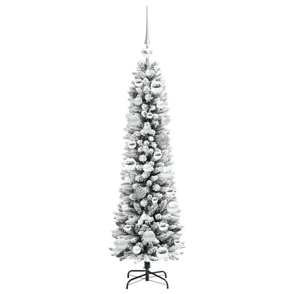 Produktbild för Konstgjord julgran Vit 120 cm PVC och Metall och Plast