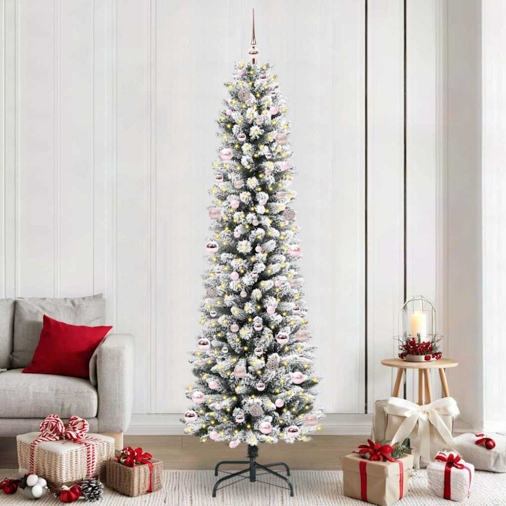 Produktbild för Konstgjord julgran Vit 240 cm PVC och Metall och Plast
