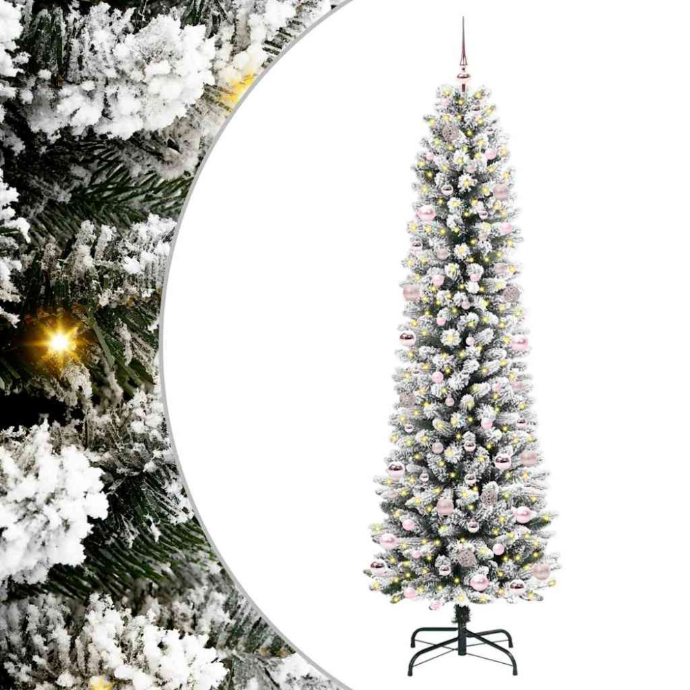 Produktbild för Konstgjord julgran Vit 240 cm PVC och Metall och Plast