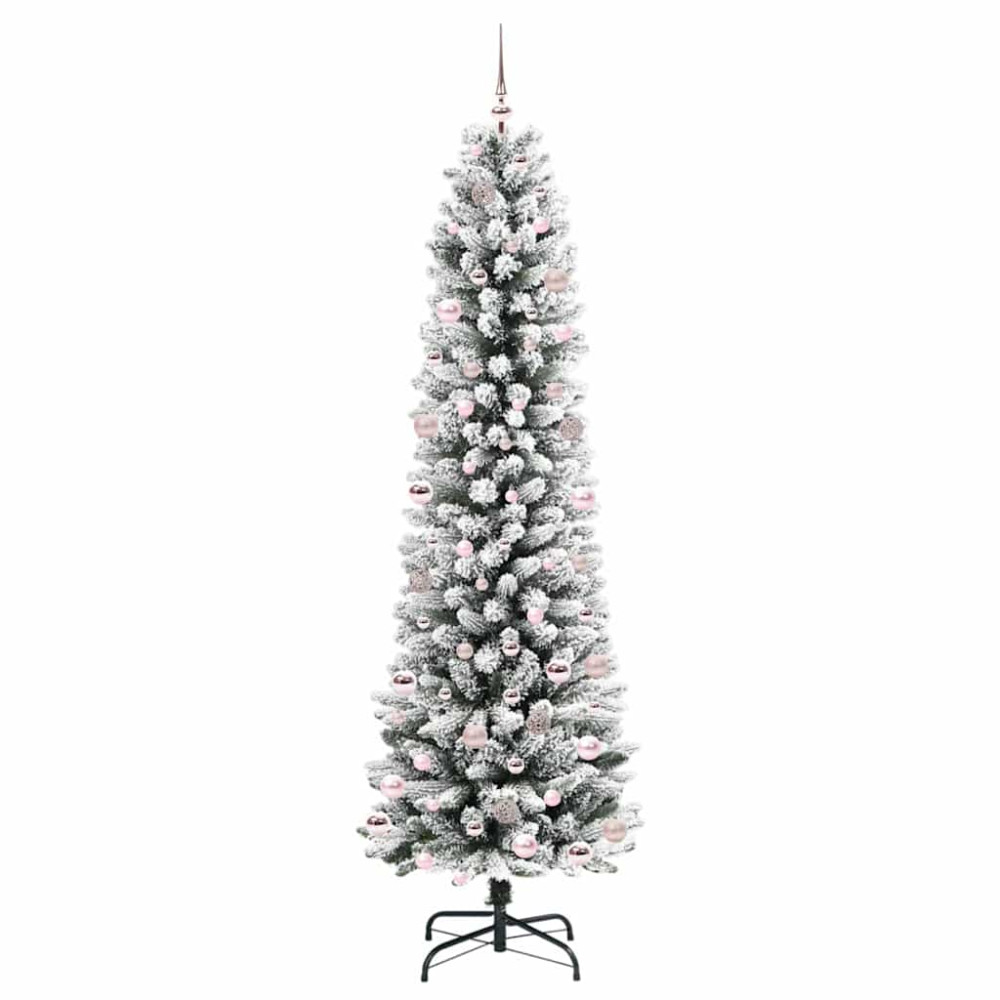 Produktbild för Konstgjord julgran Vit 240 cm PVC och Metall och Plast