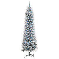 Produktbild för Konstgjord julgran Vit 240 cm PVC och Metall och Plast