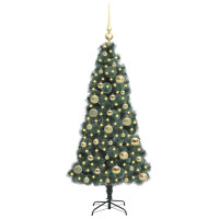 Produktbild för Konstgjord förbelyst julgran med kulset Grön 120 cm PET