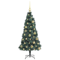 Produktbild för Konstgjord förbelyst julgran med kulset Grön 120 cm PET