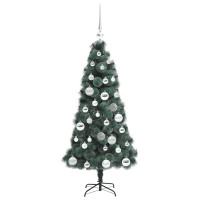 Produktbild för Konstgjord förbelyst julgran med kulset Grön 120 cm PET