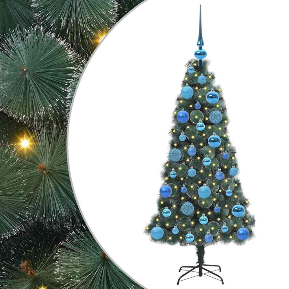 Produktbild för Konstgjord Förbelyst Julgran med Kulset Grön 120 cm PET