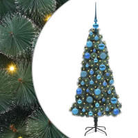 Produktbild för Konstgjord Förbelyst Julgran med Kulset Grön 120 cm PET