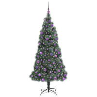 Produktbild för Konstgjord förbelyst julgran med kulset Grön 180 cm PET