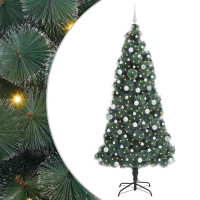 Produktbild för Konstigt Förbelyst Julgran med Bollsats Grön 210 cm PET