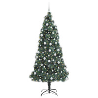 Produktbild för Konstigt Förbelyst Julgran med Bollsats Grön 210 cm PET