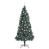 Produktbild för Konstigt Förbelyst Julgran med Bollsats Grön 210 cm PET