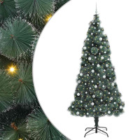 Produktbild för Konstgjord förbelyst julgran med bollsats Grön 240 cm PET