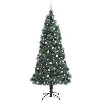 Produktbild för Konstgjord förbelyst julgran med bollsats Grön 240 cm PET