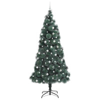 Produktbild för Konstgjord förbelyst julgran med bollsats Grön 240 cm PET
