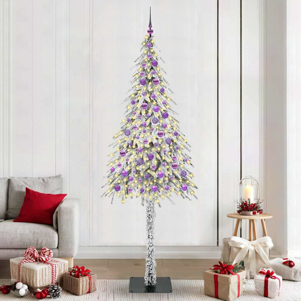 Produktbild för Julgran med 300 LED-lampor med stativ Vit 210 cm PE och Stål