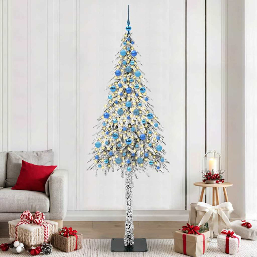 Produktbild för Julgran med 300 LED-lampor med stativ Vit 210 cm PE och Stål