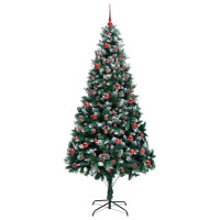 Produktbild för Konstgjord julgran Grön 210 cm PVC och Stål och Plast