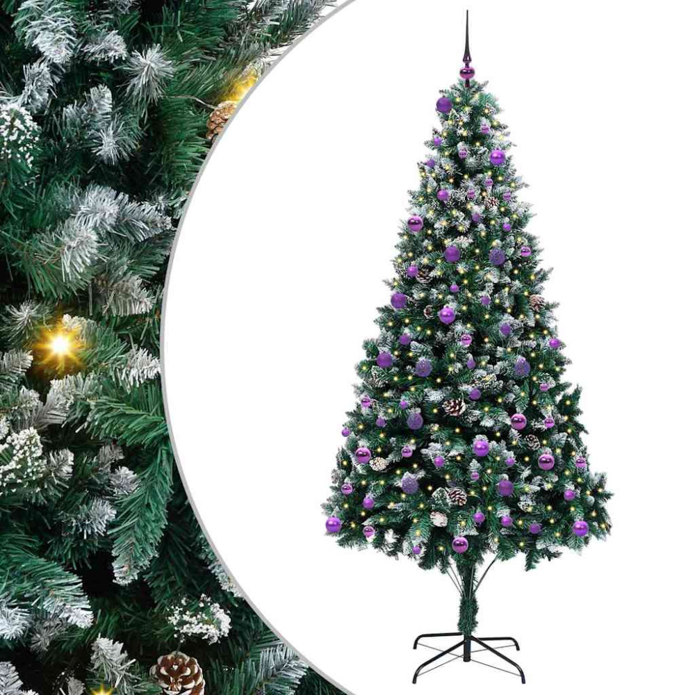 Produktbild för Konstgjord julgran Grön 240 cm PVC och Stål och Plast