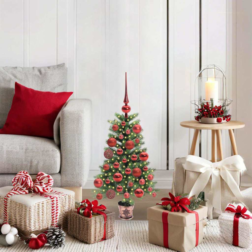 Produktbild för Julgran med 150 LED-lampor med stativ Grön 65 cm PE
