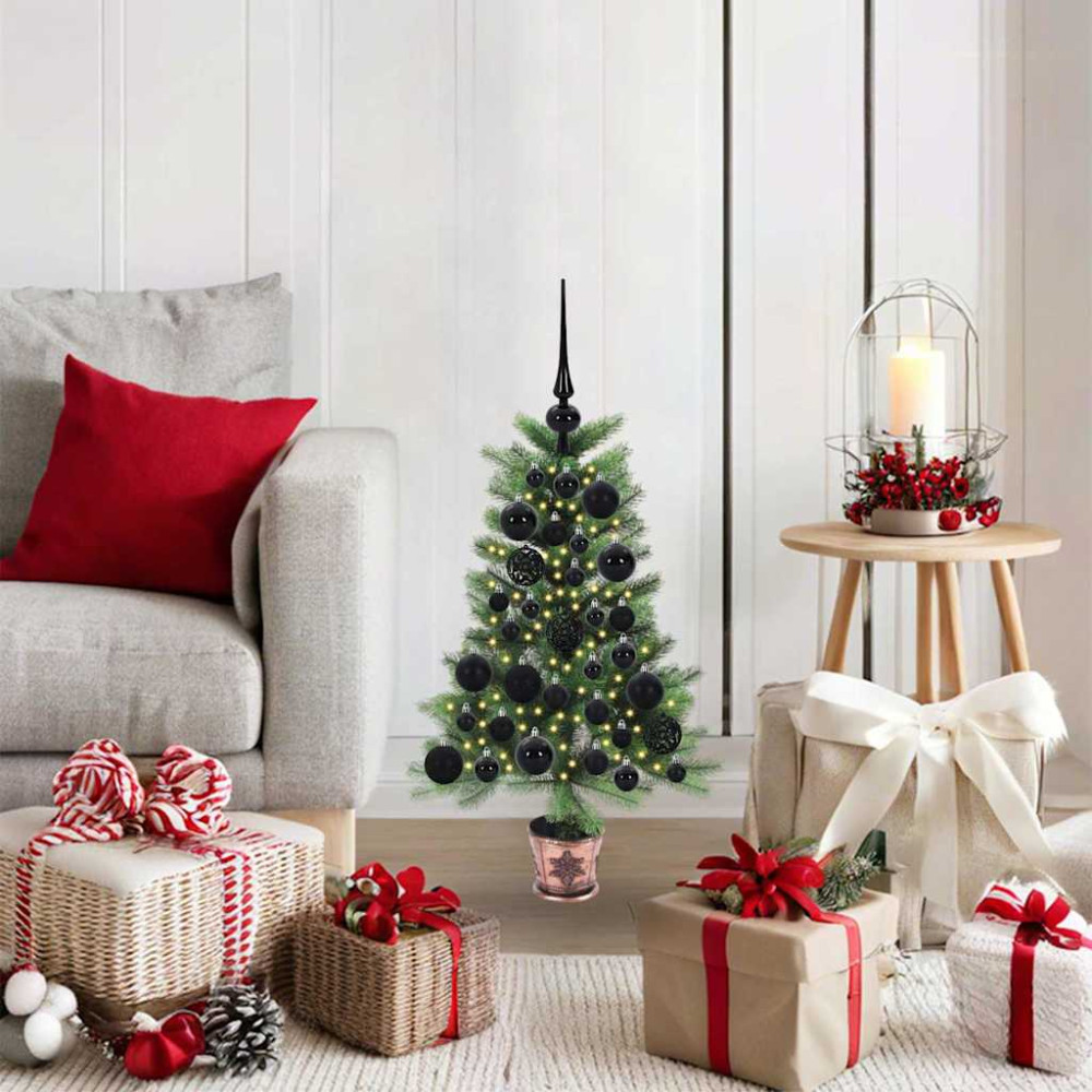 Produktbild för Julgran med 150 LED-lampor med stativ Grön 65 cm PE
