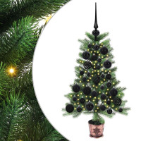 Produktbild för Julgran med 150 LED-lampor med stativ Grön 65 cm PE