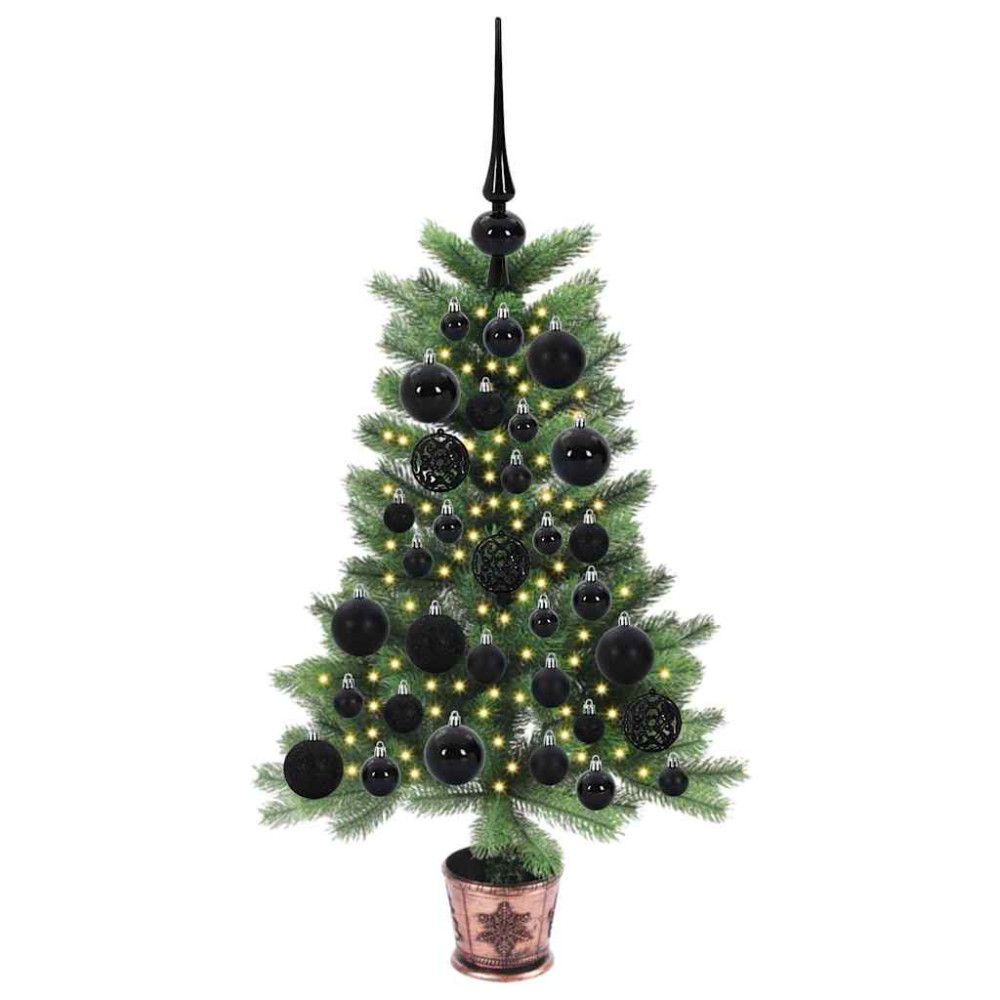 Produktbild för Julgran med 150 LED-lampor med stativ Grön 65 cm PE