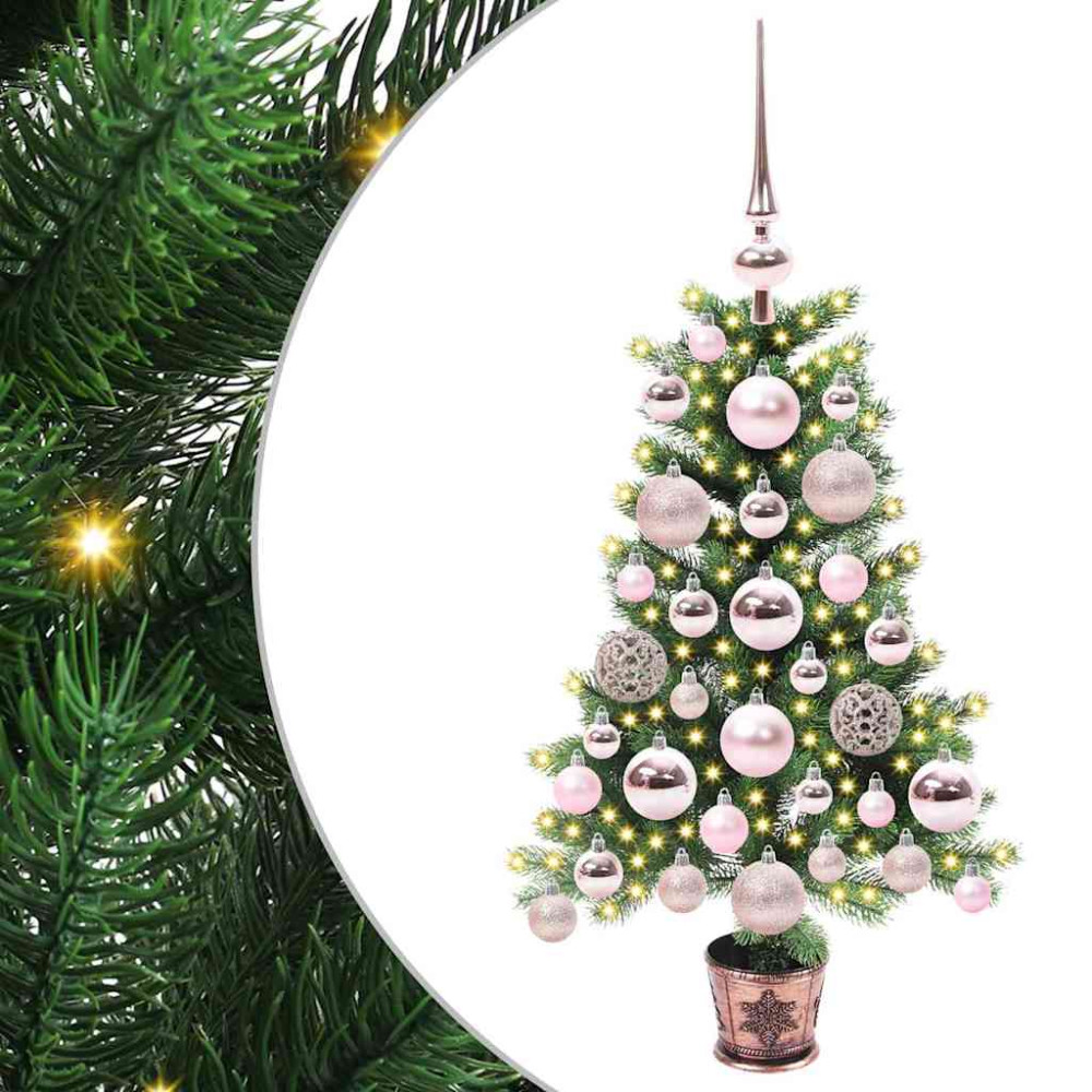 Produktbild för Julgran med 150 LED-lampor med stativ Grön 65 cm PE