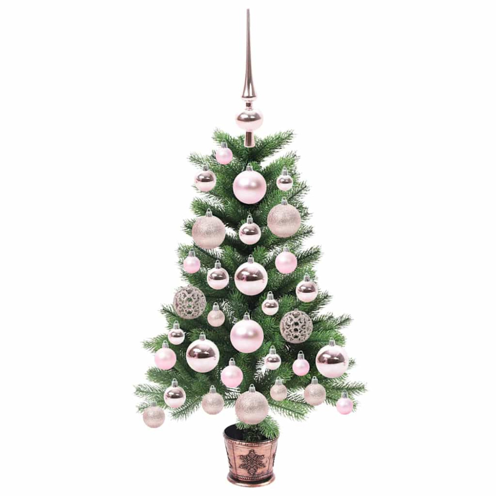 Produktbild för Julgran med 150 LED-lampor med stativ Grön 65 cm PE