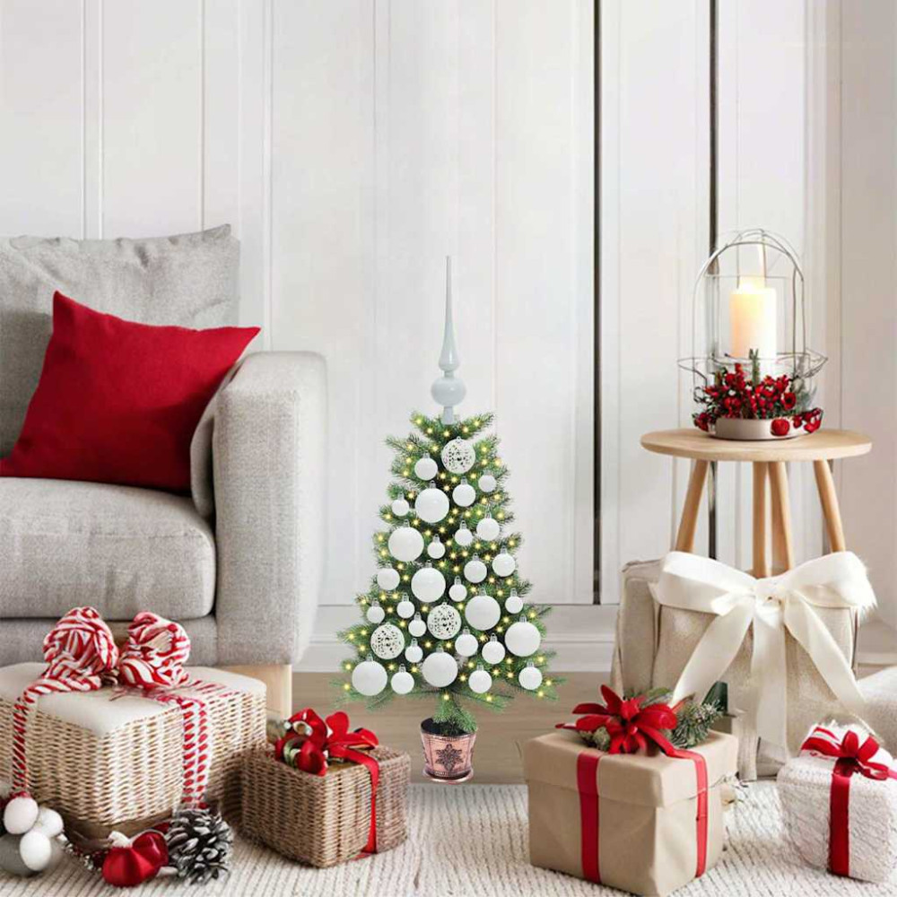 Produktbild för Julgran med 150 LED-lampor med stativ Grön 65 cm PE