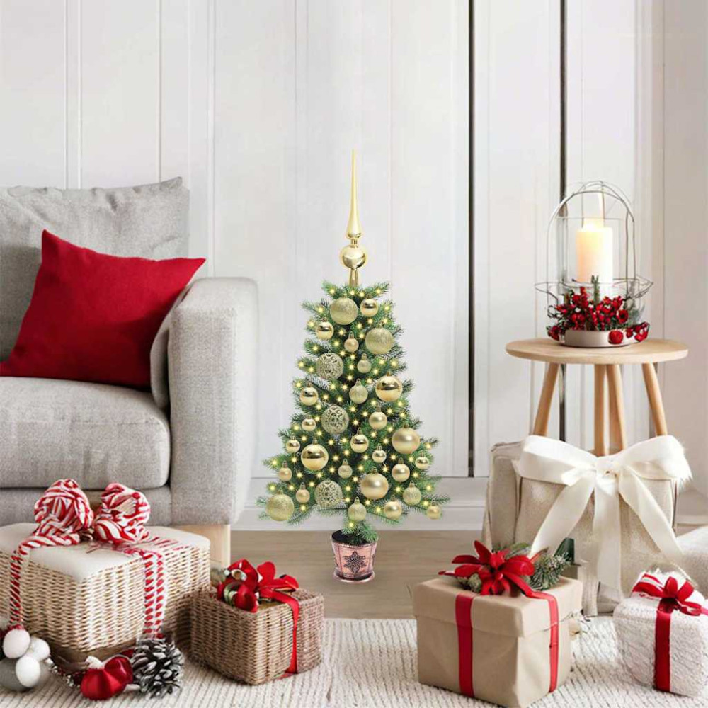 Produktbild för Julgran med 150 LED-lampor med stativ Grön 65 cm PE