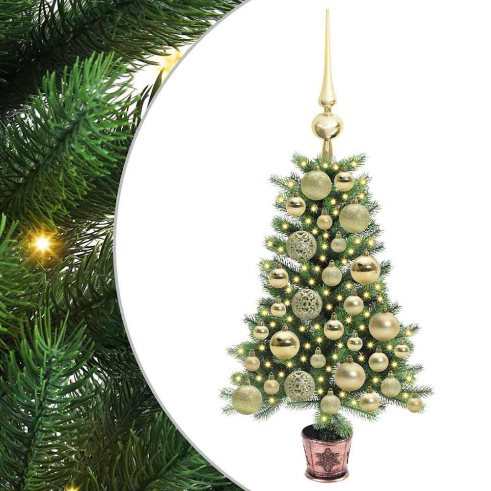 Produktbild för Julgran med 150 LED-lampor med stativ Grön 65 cm PE