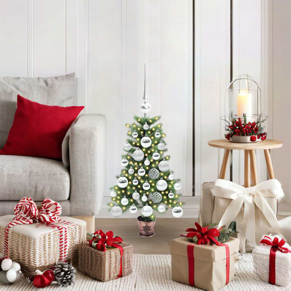 Produktbild för Julgran med 150 LED-lampor med stativ Grön 65 cm PE