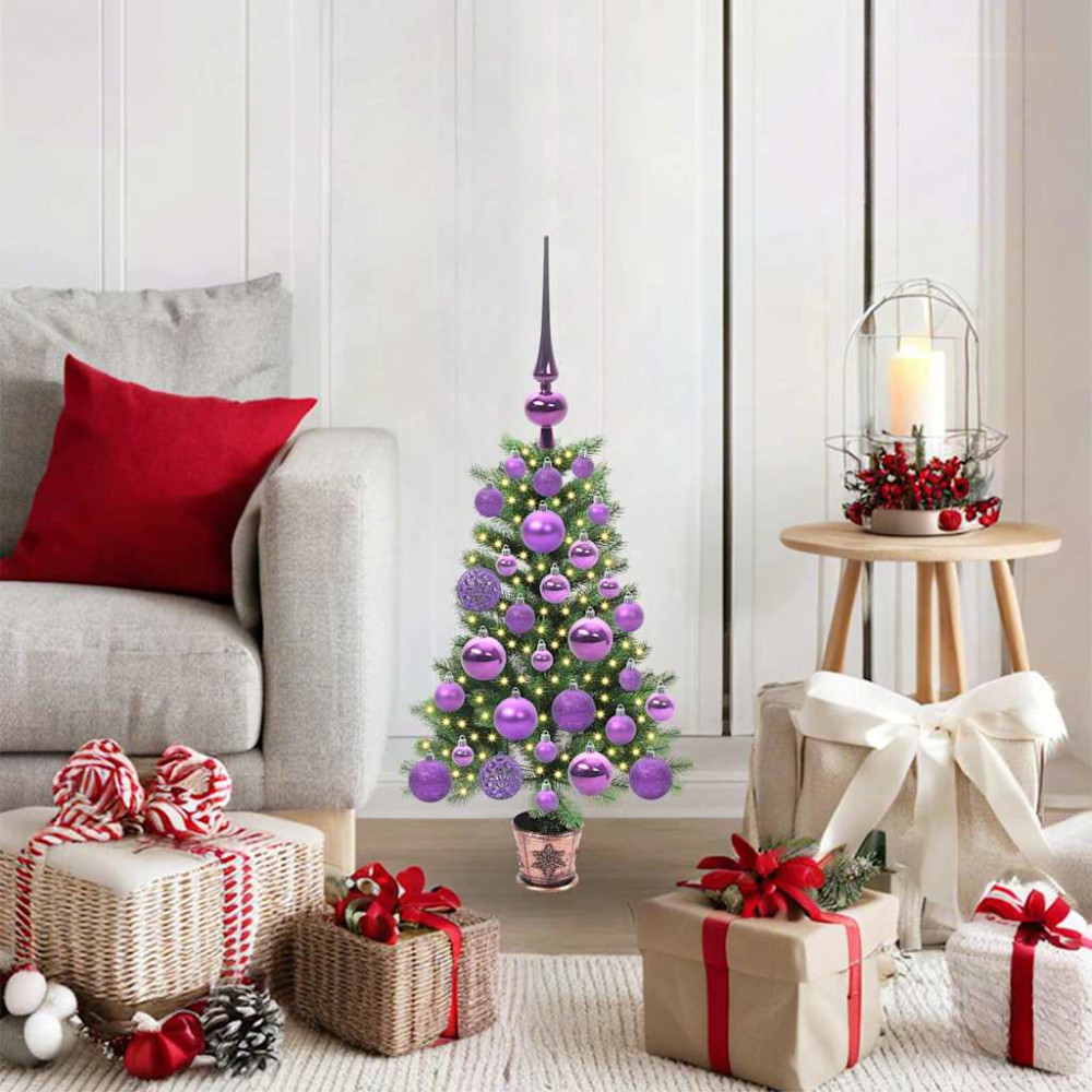 Produktbild för Julgran med 150 LED-lampor med stativ Grön 65 cm PE