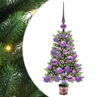 Produktbild för Julgran med 150 LED-lampor med stativ Grön 65 cm PE