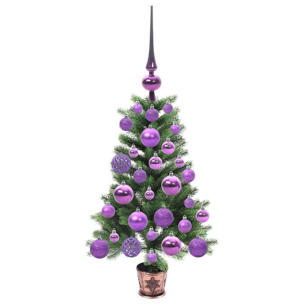 Produktbild för Julgran med 150 LED-lampor med stativ Grön 65 cm PE