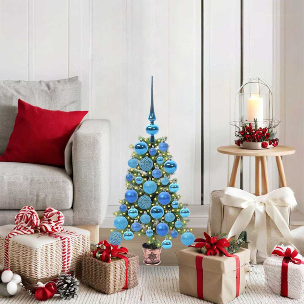 Produktbild för Julgran med 150 LED-lampor med stativ Grön 65 cm PE