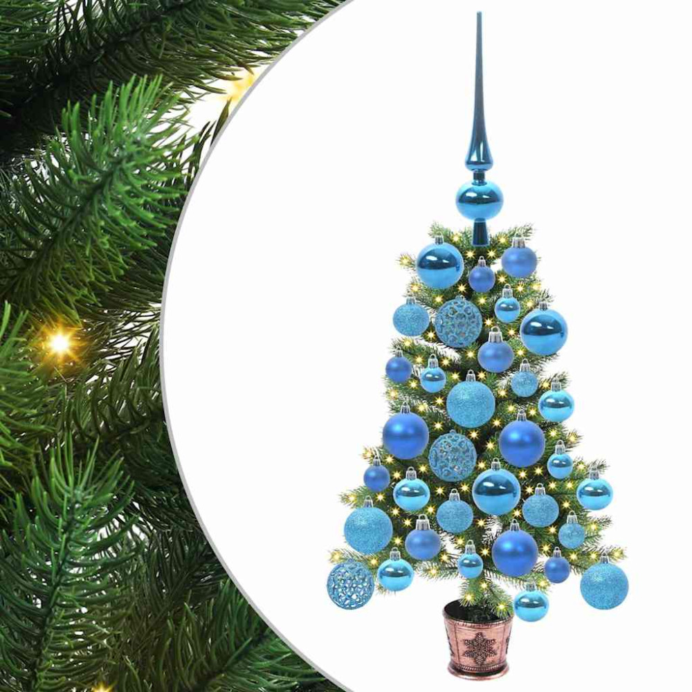 Produktbild för Julgran med 150 LED-lampor med stativ Grön 65 cm PE