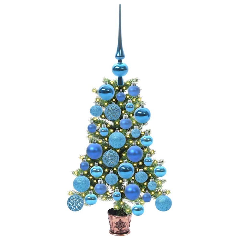 Produktbild för Julgran med 150 LED-lampor med stativ Grön 65 cm PE