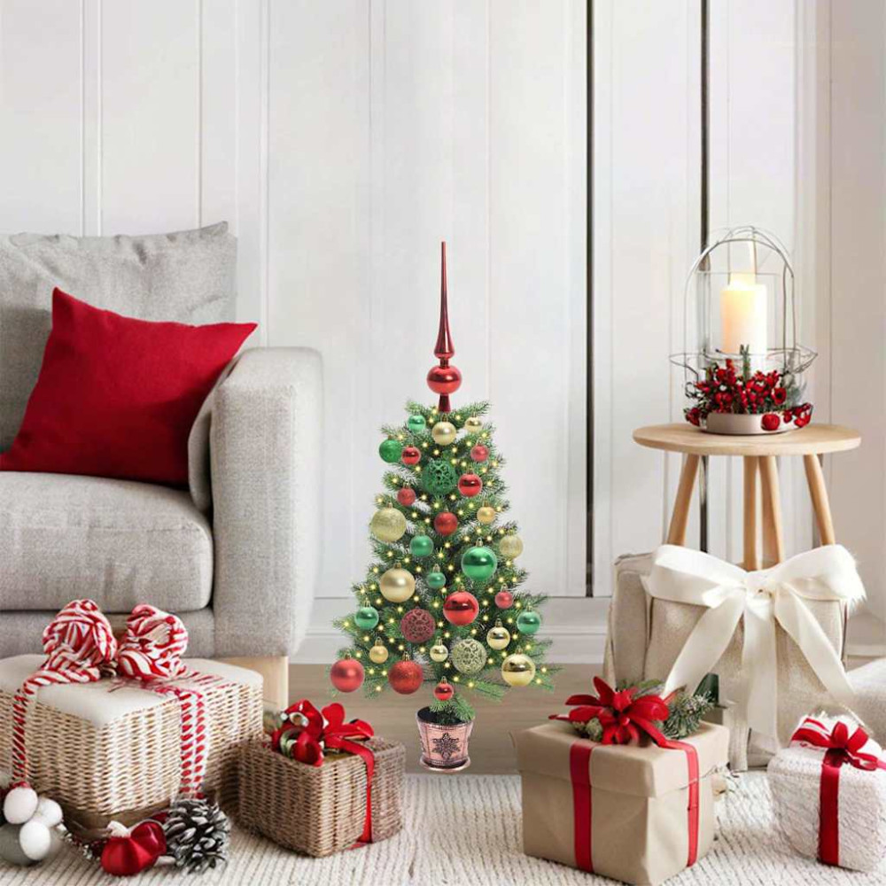 Produktbild för Julgran med 150 LED-lampor med stativ Grön 65 cm PE